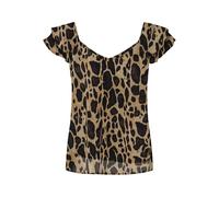 Blusenshirt ONLY "ONLASTA LIFE CAPSLEEVE V-NECK TOP PTM", Damen, Gr. XS, schwarz (schwarz aop:warm leo), Jersey, Obermaterial: 100% Polyester, bedruckt, loose fit normal, V-Ausschnitt, Shirts Blusensh