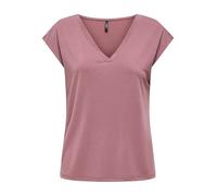 Only V-Shirt ONLFREE S/S V-Neck – 70% Modal/30% Polyester – Damen S, rose braun