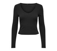 ONLY Damen ONLKAYA L/S V-Neck Short TOP JRS T-Shirt, Black, Large