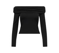 Langarmshirt ONLY "ONLLIVE LOVE L/S OFF SHOULDER CS TOP", Damen, Gr. M, schwarz, Jersey, Obermaterial: 95% Baumwolle, 5% Elasthan, unifarben, regular fit kurz, Carmenausschnitt, Shirts Langarmshirt, B