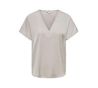 V-Shirt ONLY "ONLLUCY LIFE SS V-NECK TOP WVN", Damen, Gr. S, grau (dove), Web, Obermaterial: 100% Polyester, unifarben, regular fit, V-Ausschnitt, Shirts (44091156-S) dove