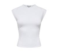 ONLY "ONLMIRA CAPSL RUCHING TOP JRS NOOS" Baumwollmischung, regular fit, Rundhals (17399856-M) weiß