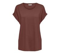 T-Shirt ONLY "ONLMOSTER - Kurzarmshirt mit Aufschlag und klassischem Look", Damen, Gr. S, braun (henna), Jersey, Obermaterial: 75% Viskose, 20% Polyester, 5% Elasthan, unifarben, regular fit normal, R