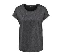 Kurzarmshirt ONLY "ONLMOSTER GLITTER S/S TOP NOOS JRS", Damen, Gr. XS, silber (schwarz detail:silber lurex), Jersey, Obermaterial: 75% Viskose, 11% Polyester, 11% metallisierte Fasern, 3% Elasthan, Gl