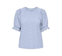 Kurzarmshirt ONLY "ONLNEW SMILLA LIFE S/S PUFF TOP JRS", Damen, Gr. M, soft chambray, Jersey, Obermaterial: 95% Polyester, 5% Elasthan, unifarben, regular fit normal, Rundhals, elastischer Bund, Shirt