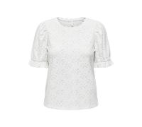 Kurzarmshirt ONLY "ONLNEW SMILLA LIFE S/S PUFF TOP JRS", Damen, Gr. S, cloud dancer, Jersey, Obermaterial: 95% Polyester, 5% Elasthan, unifarben, regular fit normal, Rundhals, elastischer Bund, Shirts