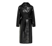 Trenchcoat ONLY "ONLBINA FAUX LEATHER TRENCHCOAT CC OTW", Damen, Gr. M, schwarz, Web, Obermaterial: 100% Polyester, unifarben, regular fit lang, Mäntel (21502060-M) schwarz