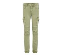 Cargohose KIDS ONLY "KOGMISSOURI REG LIFE CARGO PNT", Jungen, Gr. 146, N-Gr, grün (oil grün), Web, Obermaterial: 98% Baumwolle, 2% Elasthan, unifarben, slim fit knöchellang, Hosen Cargohose (15023829-