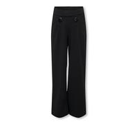 Stoffhose KIDS ONLY "KOGSANIA BUTTON PANT JRS", Mädchen, Gr. 128, N-Gr, schwarz, Web, Obermaterial: 95% Polyester, 5% Elasthan, unifarben, regular fit knöchellang, Hosen Stoffhose (85260930-128) schwa