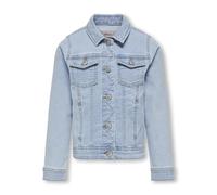Jeansjacke KIDS ONLY "KMGSARA LIGHT BLUE DNM JACKET NOOS", Damen, Gr. 122, light blau denim, Denim/Jeans, Obermaterial: 79% Baumwolle, 20% Polyester, 1% Elasthan, unifarben, Basic hüftlang, Manschette