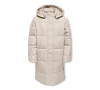 Steppmantel KIDS ONLY "KOGIRENE PUFFER COAT OTW NOOS", Mädchen, Gr. 152, grau (pumice stone), Web, Obermaterial: 100% Polyester, unifarben, normal knielang, Mäntel, mit seitlichen Druckknöpfen (214584