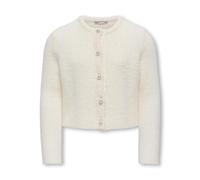 Strickjacke KIDS ONLY "KOGPIUMO PETRA PEARL O-NECK CAR CP KNT", Mädchen, Gr. 158/164, weiß (cloud dancer), Strick, Obermaterial: 50% Nylon, 50% Polyacryl, unifarben, modisch, Rundhals, Langarm, Strick
