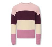 Strickpullover KIDS ONLY "KOGSANDY L/S STRIPE PULLOVER KNT NOOS", Mädchen, Gr. 110/116, mauve wine stripes:chalk pink, birch, mauve orchid, Strick, Obermaterial: 50% Viskose, 27% Nylon, 23% Polyester,