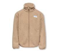 Fleecejacke KIDS ONLY "KOGEVA LIFE TEDDY JACKET CP OTW NOOS", Mädchen, Gr. 128, beige (cuban sand), Plüsch, Obermaterial: 100% Polyester, unifarben, modisch, regular fit normal, Langarm elastischer Bu