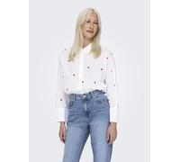 ONLY Damen Onlnew Lina Grace Emb Shirt Wvn Bluse, Bright White/Aop:heart, S EU