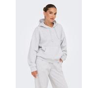 Kapuzensweatshirt ONLY "ONLBEST L/S HOOD SWT NOOS", Damen, Gr. L, grau (light grau melange), Sweatware, Obermaterial: 65% Polyester, 35% Baumwolle, unifarben, modisch, regular fit, Langarm Rippbündche