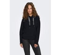 Kapuzensweatshirt ONLY "ONLFANCY L/S HOOD STRING SWT", Damen, Gr. S (36), schwarz detail:pearl strings, Sweatware, Obermaterial: 60% Polyester, 40% Viskose, unifarben, modisch, regular fit, Langarm, S