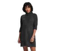 Only Strickkleid Jana Wasserfallausschnitt mit Woll-Anteil Rippstrick Langarm S Dunkelgrau Melange