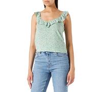 ONLY JdY Damen Jdystarr Life Strap Frill Wvn Top, Medium Green/Aop:cloud Dancer Leaves, 36 EU