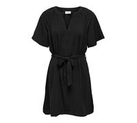JDY Damen Kleid JDYDIVYA Life S/S V-Neck Dress WVN Dia (DE/NL/SE/PL, Alphanumerisch, XS, Regular, Regular, schwarz)