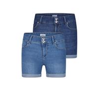 ONLY Jeans Shorts Damen Stretch Kurz Skinny Fit Mid Waist ONLCARMEN 2er Pack Kurze Hose Sommer Basic Denim, Größe:XXL, Farbe:Dark Blue/Light Blue (15357005)
