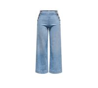High-waist-Jeans ONLY "ONLMADISON HW BUTTON WIDE DNM GEN223NOOS", Damen, Gr. 32, Länge 30, light blau denim, Denim/Jeans, Obermaterial: 90% Baumwolle, 8% Polyester, 2% Elasthan, unifarben, lang, Jeans