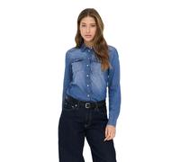 Jeansbluse ONLY "ONLALEXA L/S DNM SHIRT FS NOOS", Damen, Gr. L, blau (medium blau denim), Web, Obermaterial: 100% Baumwolle, unifarben, regular fit, Blusen Jeansbluse (74517031-L) medium blau denim