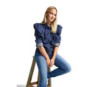 ONLY Female Jeanshemd Locker geschnitten Hemdkragen Ärmelbündchen mit Knopf Hemd