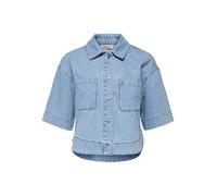 Jeansbluse ONLY "ONLCLEO LIFE SS CROP DNM SHIRT PIM NOOS", Damen, Gr. XS, light blau denim, Denim/Jeans, Obermaterial: 100% Baumwolle, unifarben, taillenlang, Blusen Jeansbluse, Baumwolle (30809134-XS