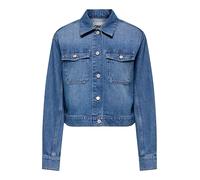 Jeansjacke ONLY "ONLLUMI LS JACKET DNM PIM NOOS", Damen, Gr. L (40), blau (medium blau denim), Web, Denim/Jeans, Obermaterial: 100% Baumwolle, unifarben, modisch, Langarm, Jacken (93477465-L) medium b