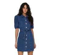 ONLY Damen Onlvibbe Ss Belt DNM Dress MBD Noos, Medium Blue Denim, L