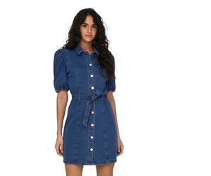 ONLY Jeanskleid Vibbe in Mittelblau mit Puffärmel M Regular Fit