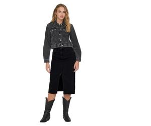 ONLY Jeansrock Bianca in Schwarz mit Schlitz vorne XL Regular Fit