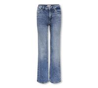 Relax-fit-Jeans KIDS ONLY "KOGJUICY RHS WIDE LEG DNM CRO557 NOOS", Mädchen, Gr. 152, N-Gr, medium blau denim detail:rhinestones, Denim/Jeans, Obermaterial: 99% Baumwolle, 1% Elasthan, bedruckt, relaxe