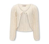 Strickjacke KIDS ONLY "KOGMARINA LIFE 3/4 CROP V-NECK KNT NOOS", Mädchen, Gr. 134/140, birch, Strick, Obermaterial: 70% Baumwolle, 30% Polyester, Strukturmuster, unifarben, regular fit taillenbedeckt,