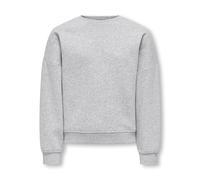 Sweatshirt KIDS ONLY "KOGSWEAT L/S CREW OVERSIZE SWT NOOS", Mädchen, Gr. 134/140, grau (light grau melange), Sweatware, Obermaterial: 60% Baumwolle, 40% Polyester, meliert, unifarben, loose fit normal