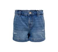 Jeansshorts KIDS ONLY "KOGCOMET WIDE DES SHORTS DNM PIM006 NOOS", Mädchen, Gr. 158, N-Gr, blau (light blau denim), Denim/Jeans, Obermaterial: 100% Baumwolle, Destroyed-Effekte, relaxed fit ca. Mitte O