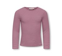 Langarmshirt KIDS ONLY "KMGMAUDE LIFE STRIPE LS TOP JRS NOOS", Mädchen, Gr. 110, sea pink stripes:mauve wine, Jersey, Obermaterial: 66% Polyester, 30% Viskose, 4% Elasthan, geringelt, gestreift, figur