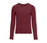 Langarmshirt KIDS ONLY "KOGAMOUR L/S TOP JRS", Mädchen, Gr. 122/128, rot (cabernet), Jersey, Obermaterial: 65% Polyester, 30% Viskose, 5% Elasthan, unifarben, regular fit normal, Rundhals, Häkelkante,