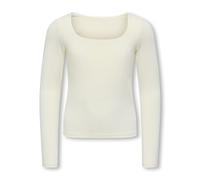 Langarmshirt KIDS ONLY "KOGEA L/S 2-WAYS FIT TOP CS JRS NOOS", Mädchen, Gr. 146/152, weiß (cloud dancer), Jersey, Obermaterial: 94% Polyamid, 6% Elasthan, unifarben, regular fit hüftbedeckend, U-Boot-