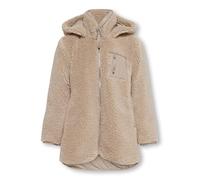 ONLY Kids Mädchen Plüsch-Kurzmantel KOGSascha Serpa Hood Lange Jacke mit Kapuze 15231504 Cuban Sand 158
