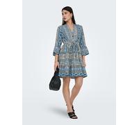 Only Tunikakleid ONLSINA LIFE 3/4 SHORT DRESS NOOS WVN - Cloud Dancer Paisley, Damen XL V-Ausschnitt