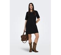 Minikleid ONLY "ONLMARA S/S POCKET DRESS JRS NOOS", Damen, Gr. XS, N-Gr, schwarz, Jersey, Obermaterial: 100% Baumwolle, unifarben, oversize kurz, Rundhals, Kleider Minikleid, Baumwolle, oversize, Rund