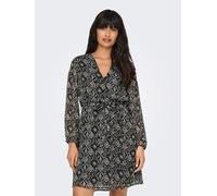 Druckkleid ONLY "ONLCERA 3/4 SHORT DRESS WVN NOOS" Gr. XS (34), N-Gr, black aop:shana grafic Damen Kleider (76611921-XS) black aop:shana grafic