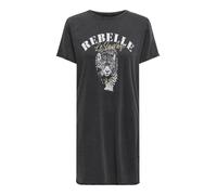 Shirtkleid ONLY "ONLLUCY LIFE DRESS S/S JRS NOOS", Damen, Gr. S (36), N-Gr, schwarz print:rebelle miss, Jersey, Obermaterial: 100% Baumwolle, bedruckt, casual, regular fit, Rundhals, Kurzarm, Kleider