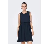 Minikleid ONLY "ONLSTINNA LIFE SL DETAIL DRESS WVN", Damen, Gr. M (38), N-Gr, blau (night sky), Obermaterial: 100% Polyester, unifarben, modisch, regular fit knöchellang, Rundhals, ohne Ärmel, Kleider