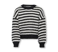 Rundhalspullover KIDS ONLY "KOGNEWPIUMO L/S PULLOVER CP KNT NOOS", Mädchen, Gr. 110/116, schwarz (schwarz stripes), Strick, Obermaterial: 70% Nylon, 30% Polyamid, gestreift, regular fit normal, Rundha