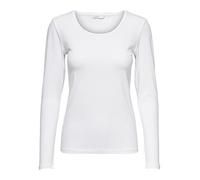 ONLY Longsleeve Damen-Shirt in Schwarz, 15240036 Oberteil aus 95% Baumwolle 5% Elasthan, atmungsaktives Basic Shirt zum Kombinieren, Farbe:Weiß, Größe:S, Menge:1