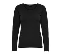 ONLY Longsleeve Damen-Shirt in Schwarz, 15240036 Oberteil aus 95% Baumwolle 5% Elasthan, atmungsaktives Basic Shirt zum Kombinieren, Farbe:Schwarz, Größe:S, Menge:1