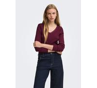 ONLY Slim Fit Langarmshirt aus Baumwoll-Mix Modell 'SARA SHARAI' in Bordeaux, Größe L